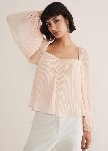 Phase Eight Nysa Pleated Shirts Pink USA | 4037821-FO